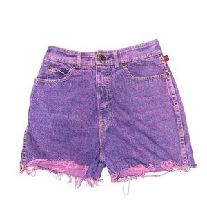 purple acid wash shorts 100% cotton